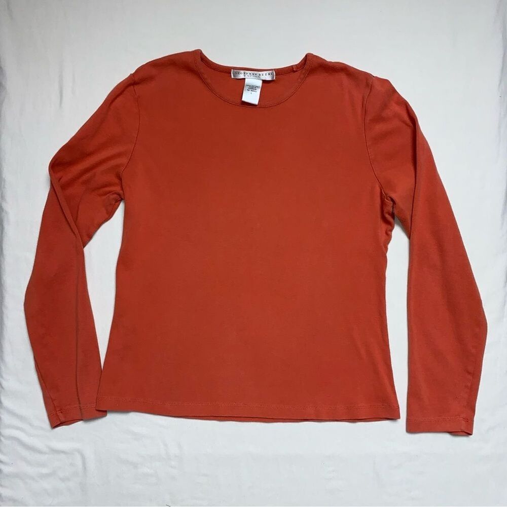 Rust Orange Shirt Women’s Large Basic Blouse Top Soft Fall Pumpkin Stretch Cozy